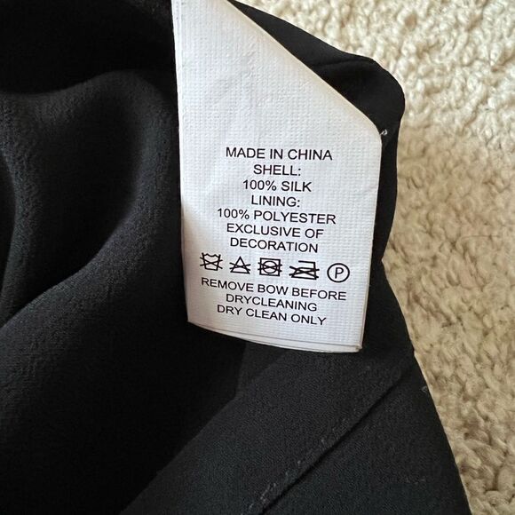 Kate Spade Rosette bow silk shift shirt dress in black 8 (no flower neck tie) - Picture 8 of 8